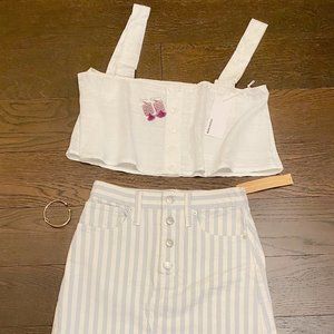 Reformation white crop top, boho, flowy, SM, NWT